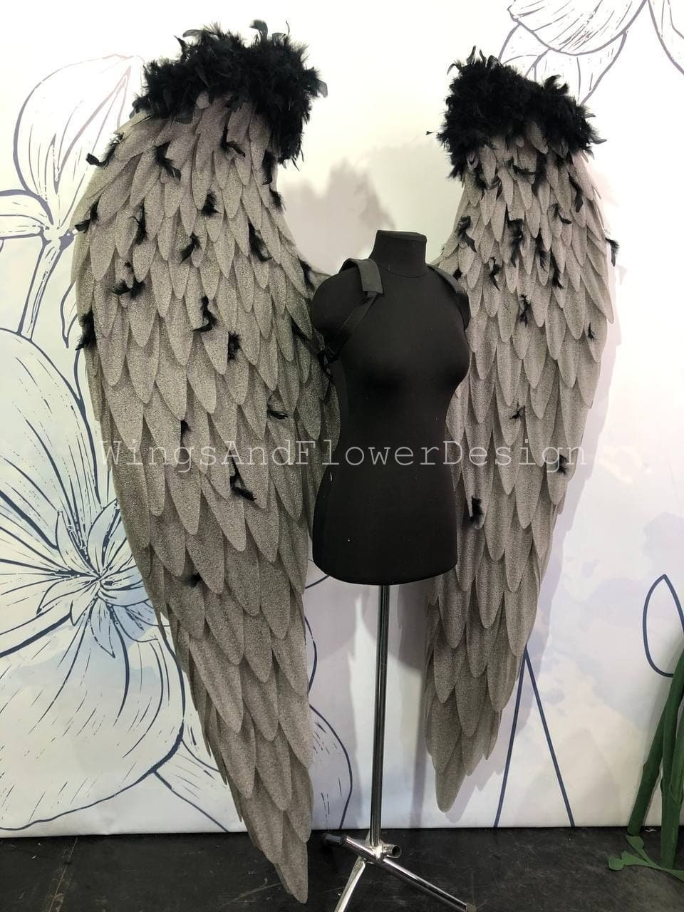 Dark gray angel wings, black angel wings, wedding wings, Victoria secret angel wings,wings cosplay, Christmas angel, Lucifer wings