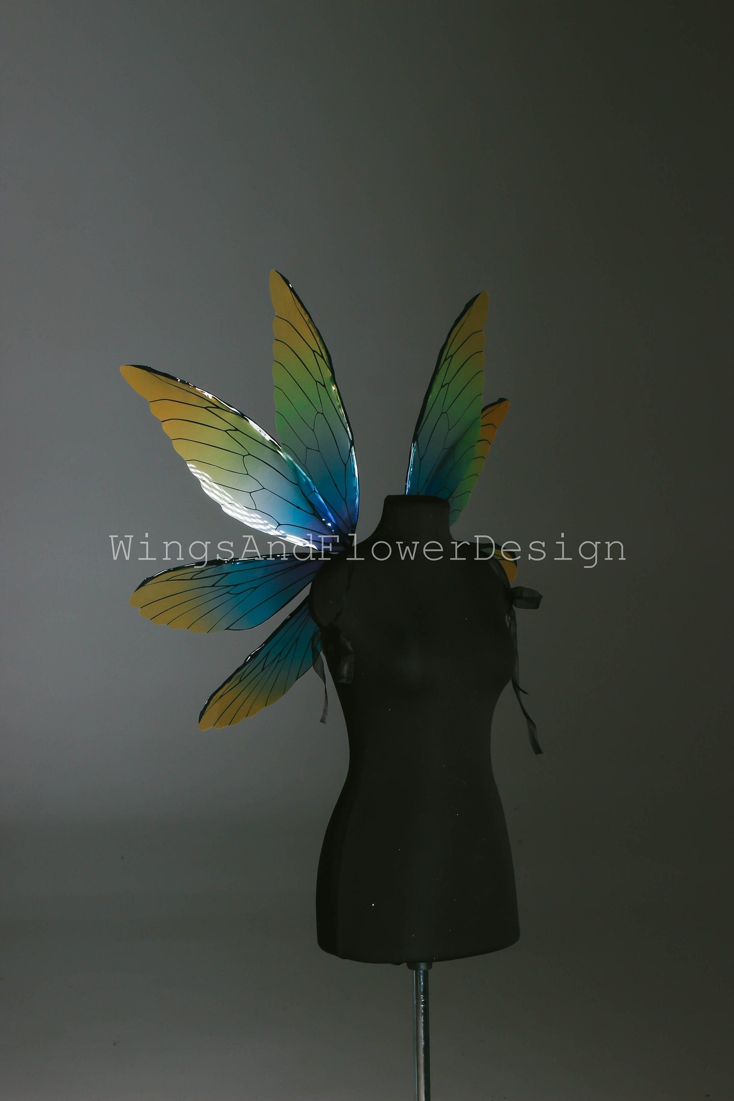 Butterfly blue yellow wings, elf wings, fairy wings, wings Photo Prop, butterfly fairy wings, fantasy halloween, magical fairy