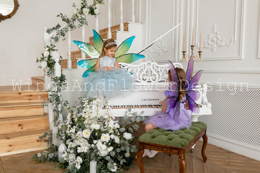 Butterfly purple+green (2pc) wings, elf wings, fairy wings, wings Photo Prop, butterfly fairy wings, fantasy halloween, magical fairy