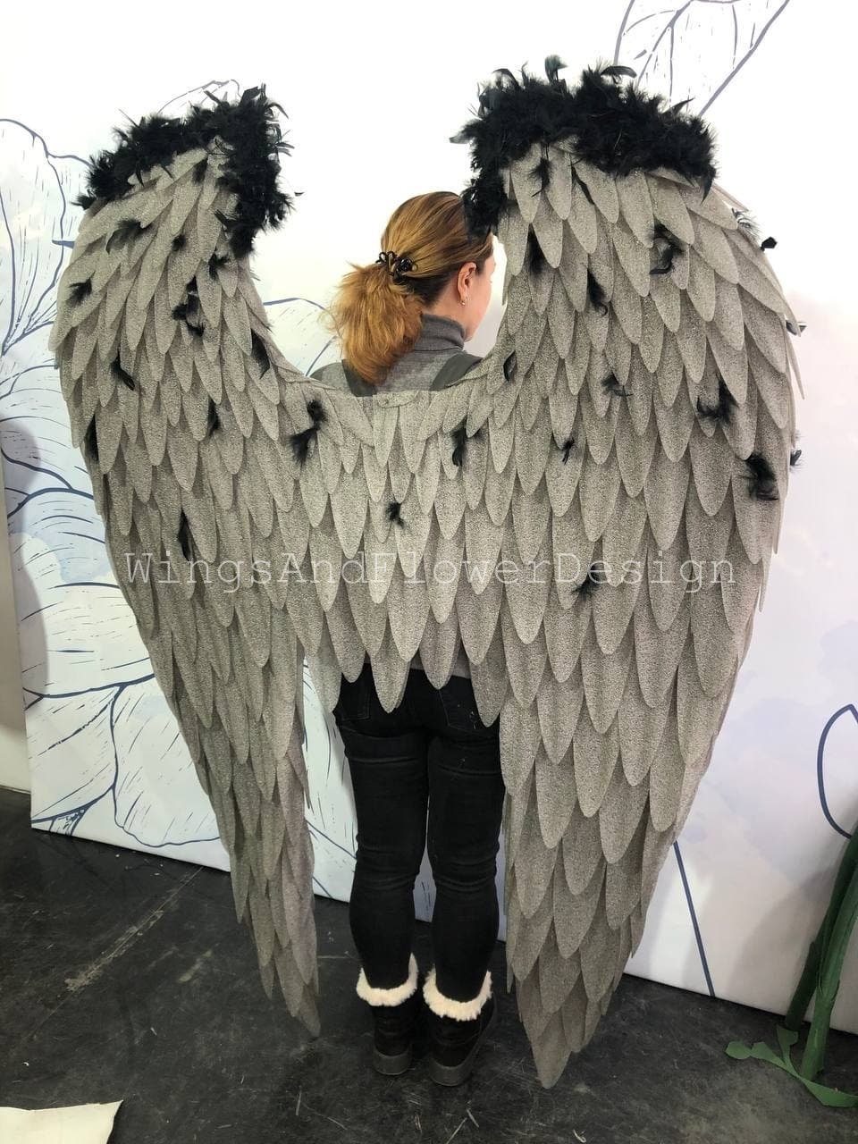 Dark gray angel wings, black angel wings, wedding wings, Victoria secret angel wings,wings cosplay, Christmas angel, Lucifer wings