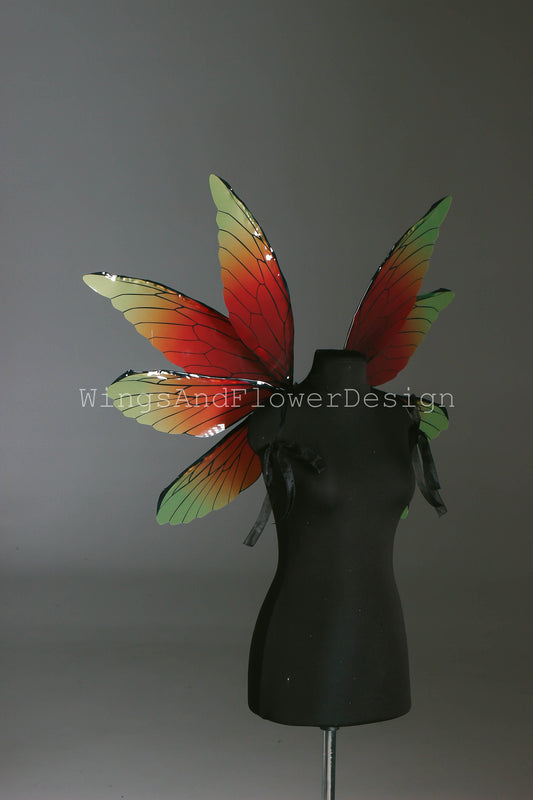 Butterfly red yellow wings, elf wings, fairy wings, wings Photo Prop, butterfly wings, fantasy halloween, magical fairy, dragonfly wings