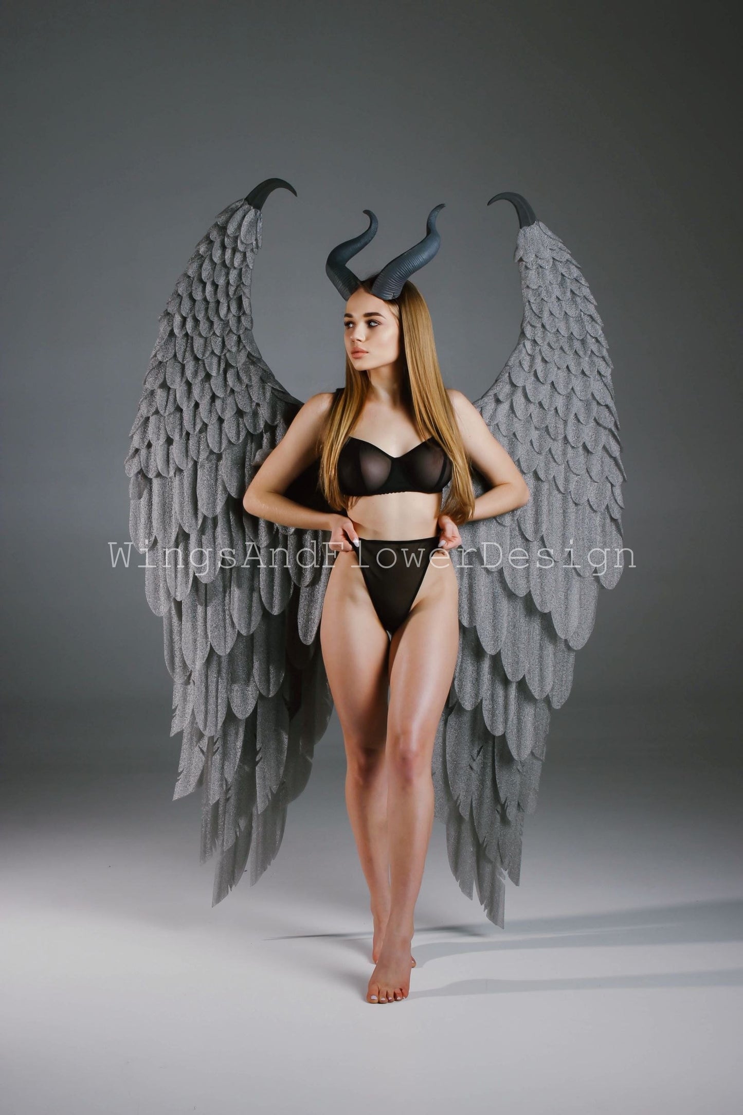 Gray angel wings carnival costume, Maleficent mings, wings photo prop, halloween costumes, christmas wings, Maleficent dress