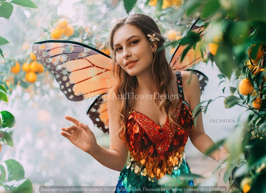 Yellow orange Swallowtail Monarch butterfly fairy wings, costume wings, Fairy wings, halloween Fantasy Cosplay Romantic Style