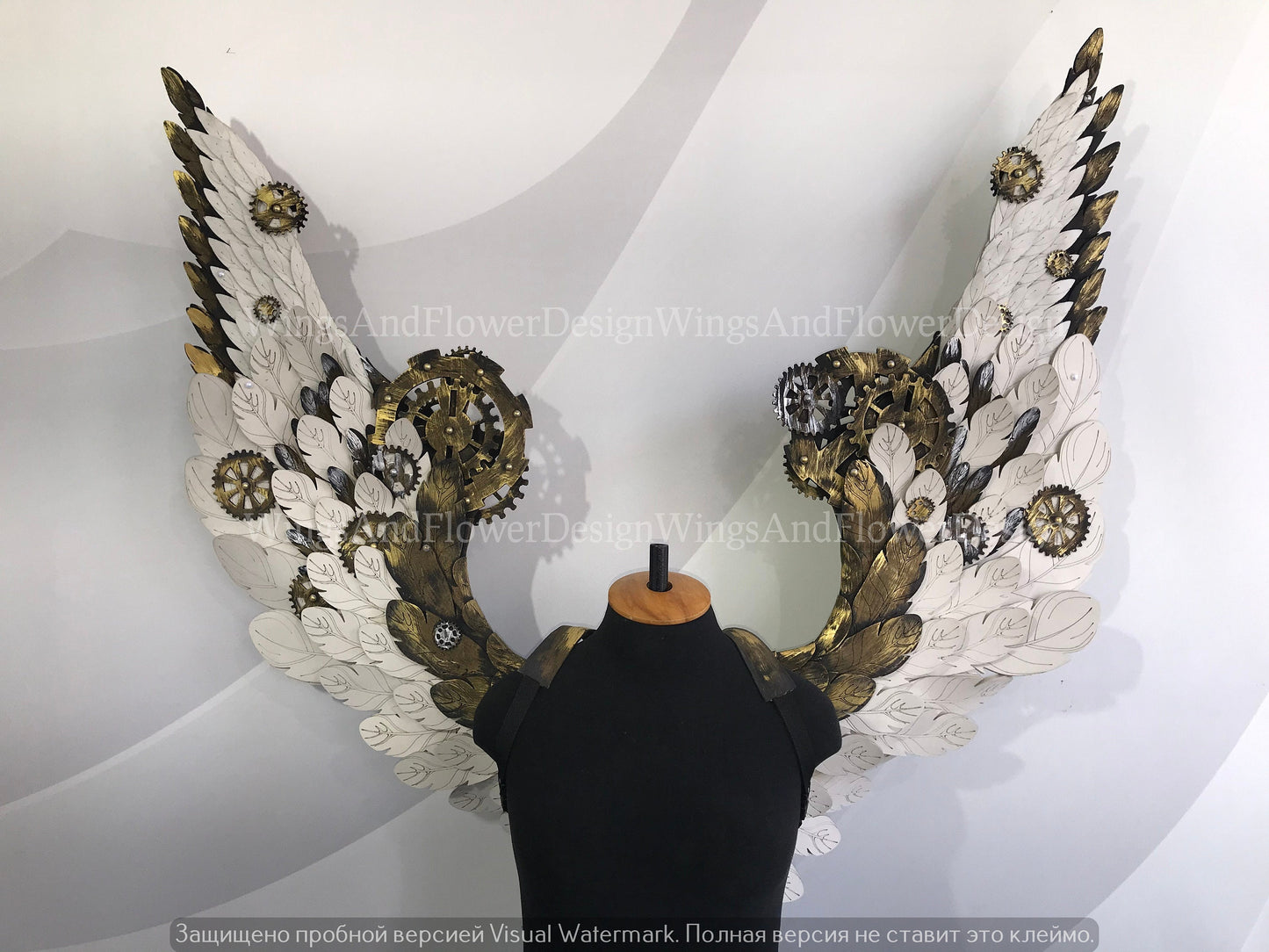 Wings steampunk, biomechanical, unique wings, steampunk costume, Gothic Wings, wings with cogs, wings, white angel wings