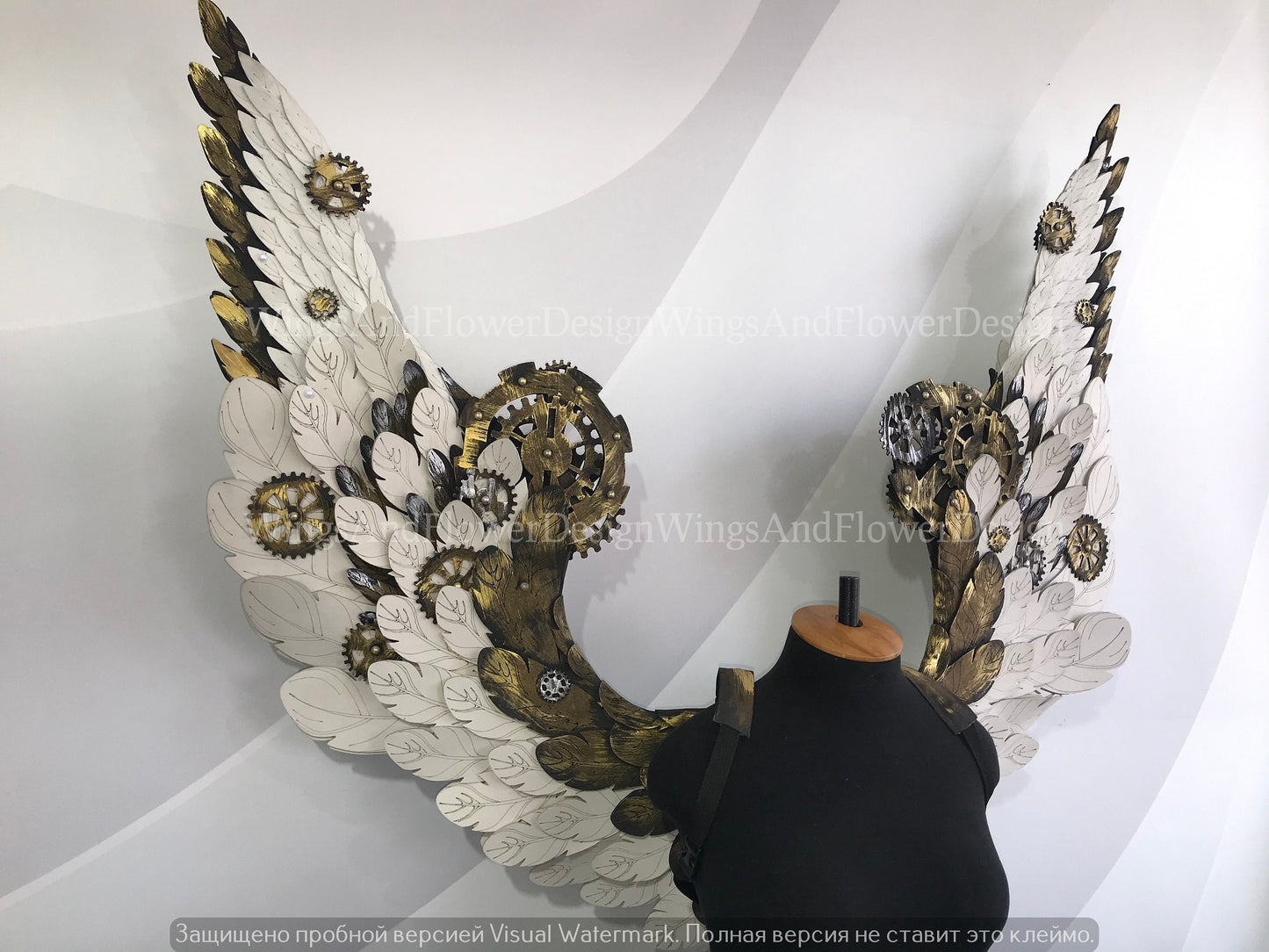 Wings steampunk, biomechanical, unique wings, steampunk costume, Gothic Wings, wings with cogs, wings, white angel wings