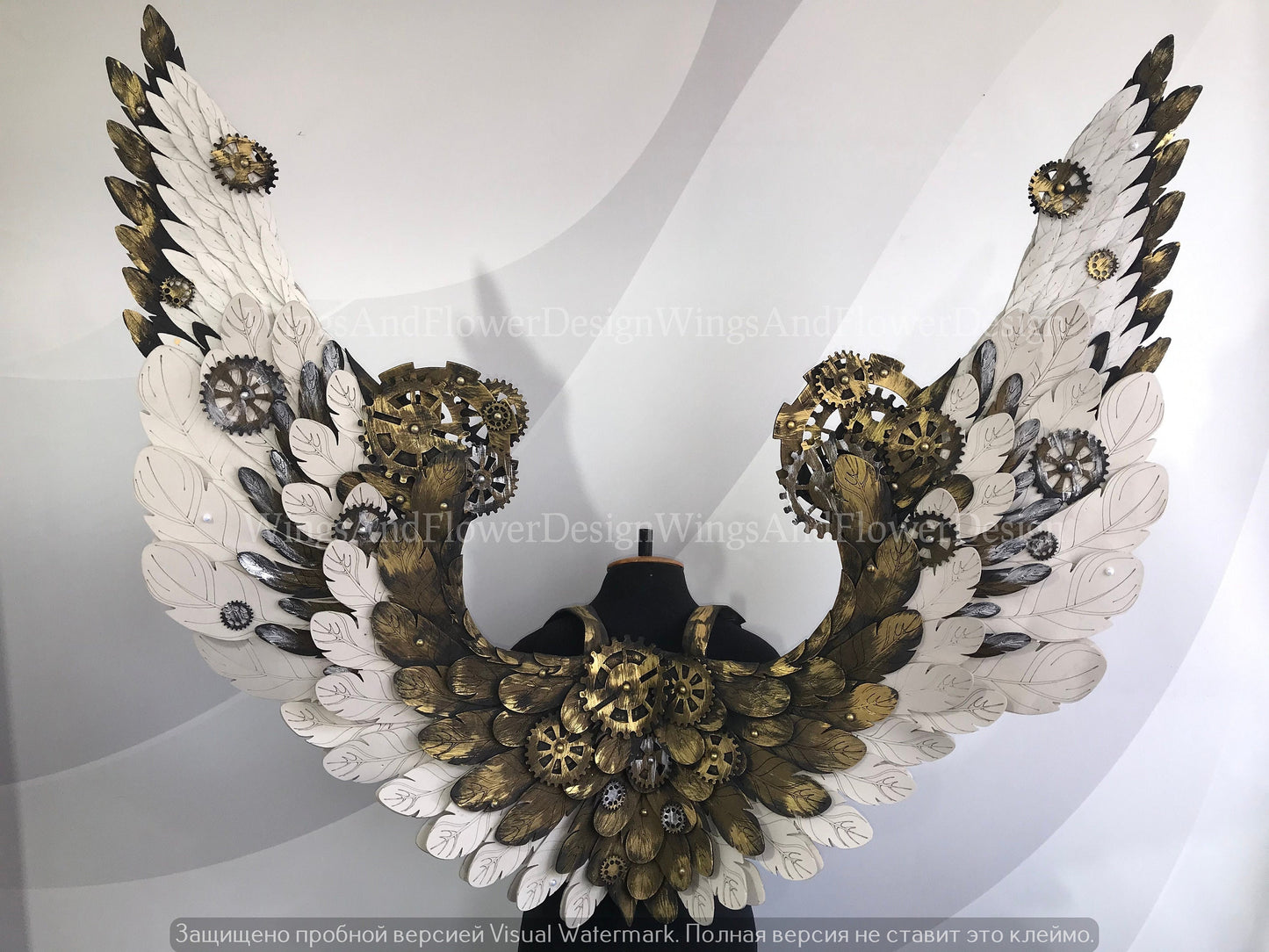 Wings steampunk, biomechanical, unique wings, steampunk costume, Gothic Wings, wings with cogs, wings, white angel wings