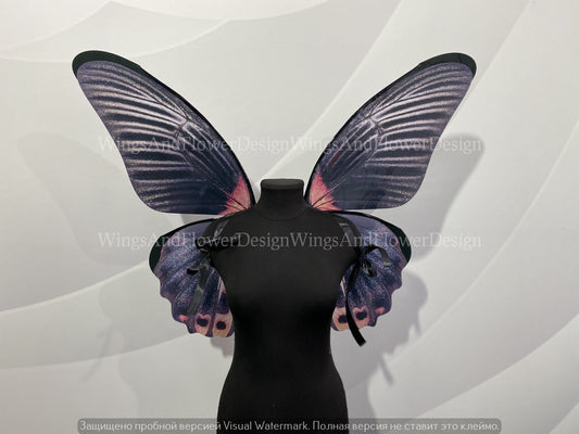 Black navy Swallowtail butterfly wings, butterfly fairy wings, costume wings, Fairy wings, Pink Swallowtail, halloween