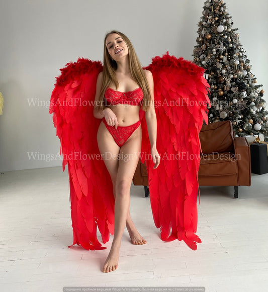 Red angel wings, angel wings, wedding wings, Victoria secret angel wings, giant sexy wings, wings cosplay, Christmas angel, Lucifer wings