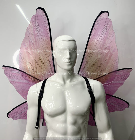 Transparent pink wings, pink moth wings wings, pink elf wings, butterfly fairy wings, fantasy Halloween fantasy, magical fairy clear wings