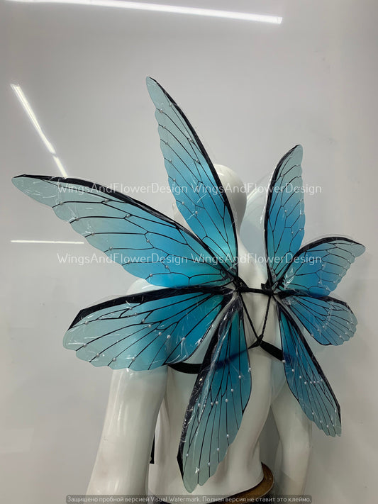 Blue Fairy wings, butterfly wings, blue elf wings, wings Photo Prop, butterfly fairy wings, fantasy halloween, fantasy, magical fairy