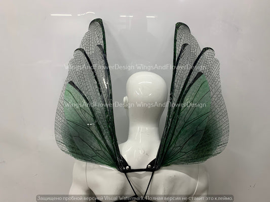 Transparent green wings, moth wings, butterfly wings, elf wings, butterfly fairy wings, fantasy Halloween fantasy, magical fairy clear wings
