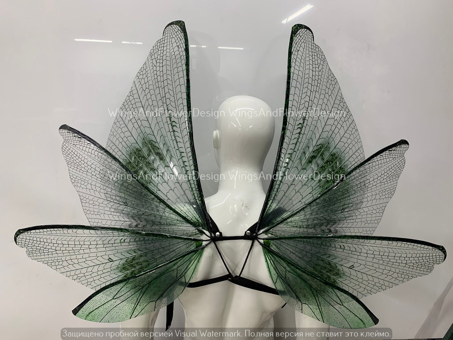 Transparent green wings, moth wings, butterfly wings, elf wings, butterfly fairy wings, fantasy Halloween fantasy, magical fairy clear wings
