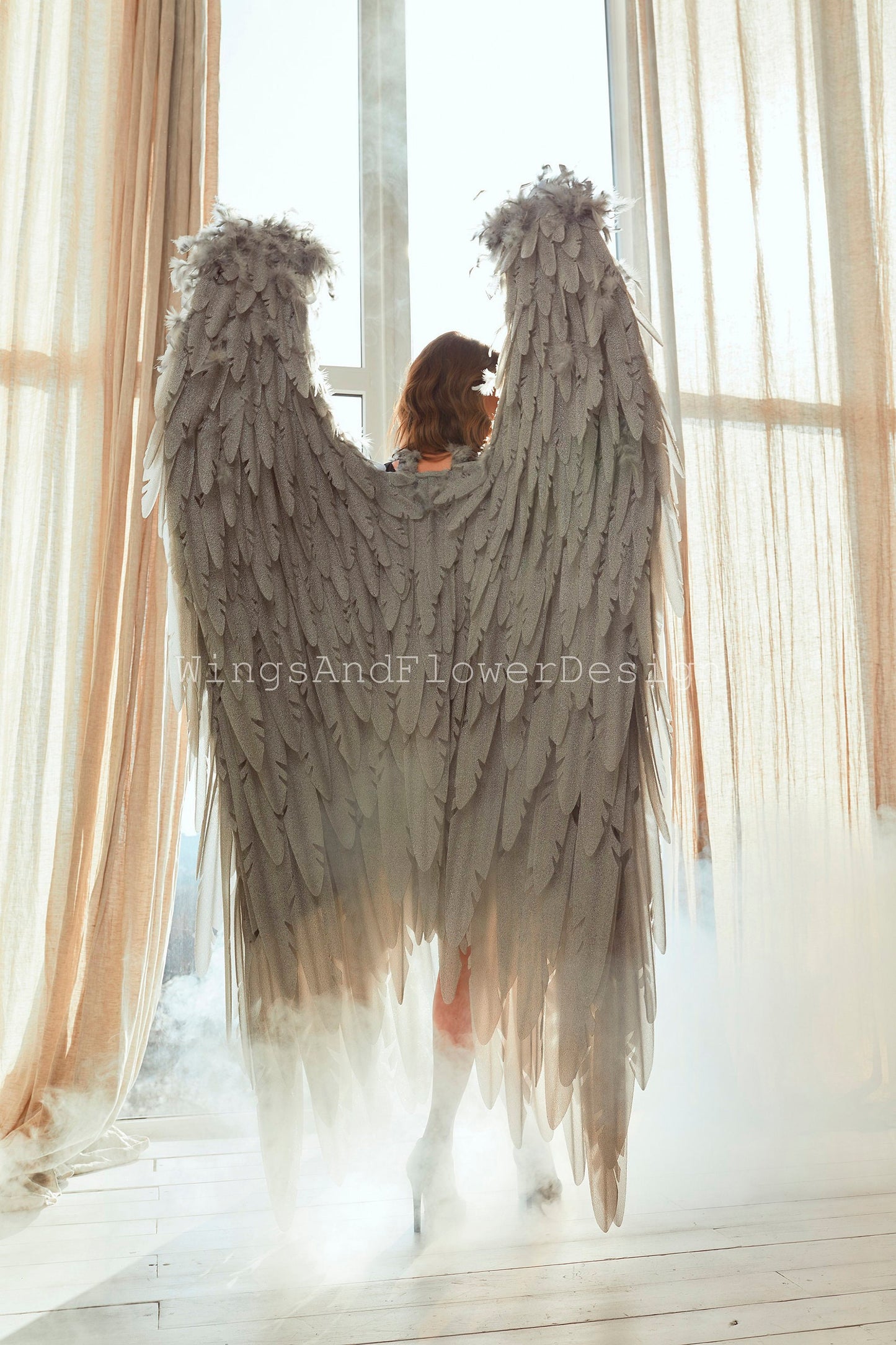 Dark gray angel wings, black angel wings, gray Lucifer wings, wedding wings, Victoria secret angel wings, Christmas angel, Lucifer wings