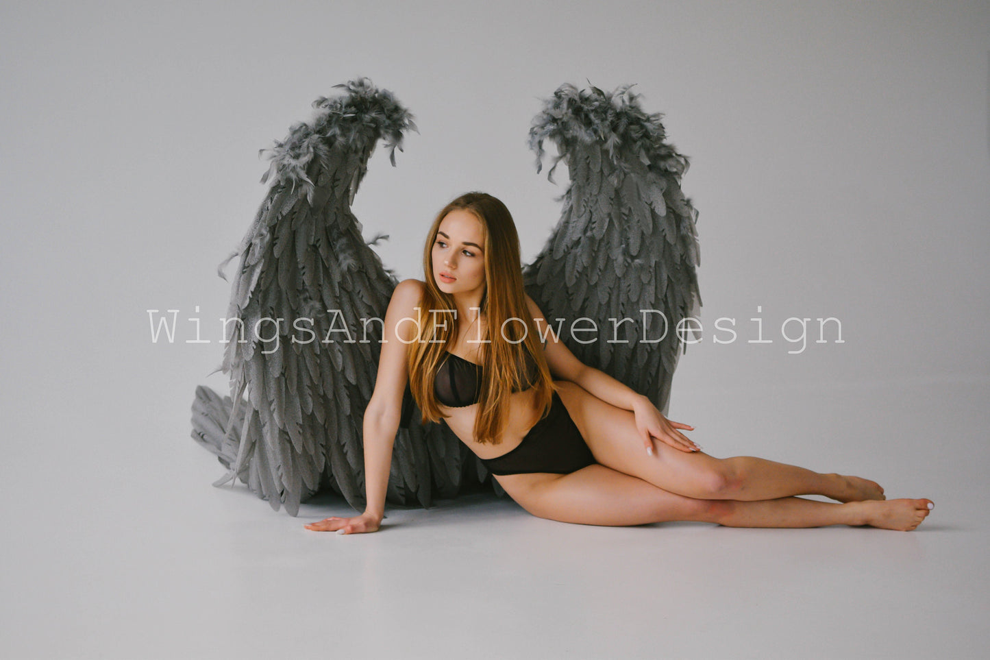 Dark gray angel wings, black angel wings, gray Lucifer wings, wedding wings, Victoria secret angel wings, Christmas angel, Lucifer wings