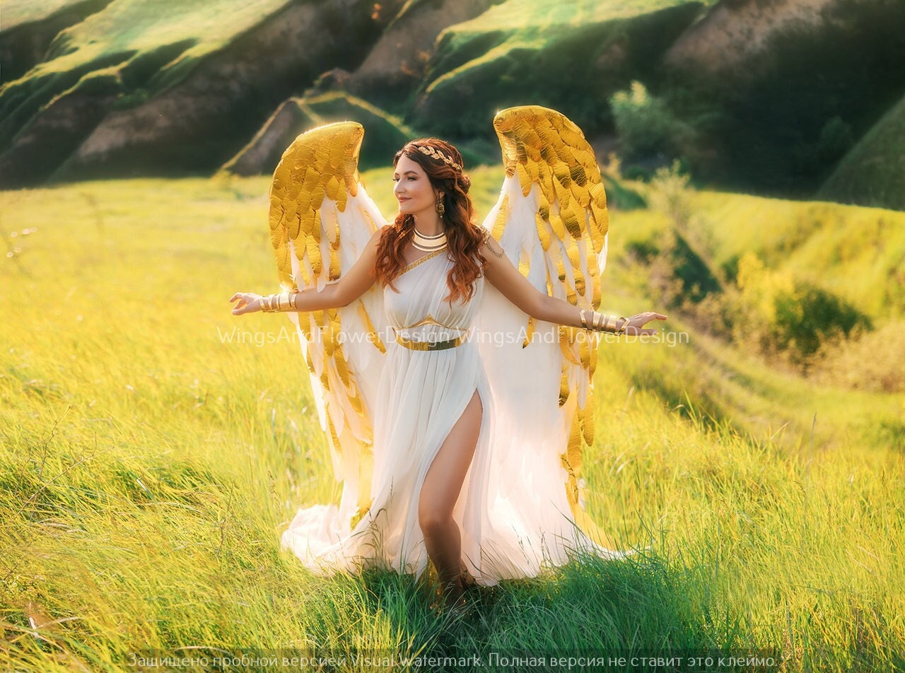 White gold angel wings, gold angel wings, wedding wings, giant sexy wings, wings cosplay, Christmas angel, Lucifer wings Christmas wings