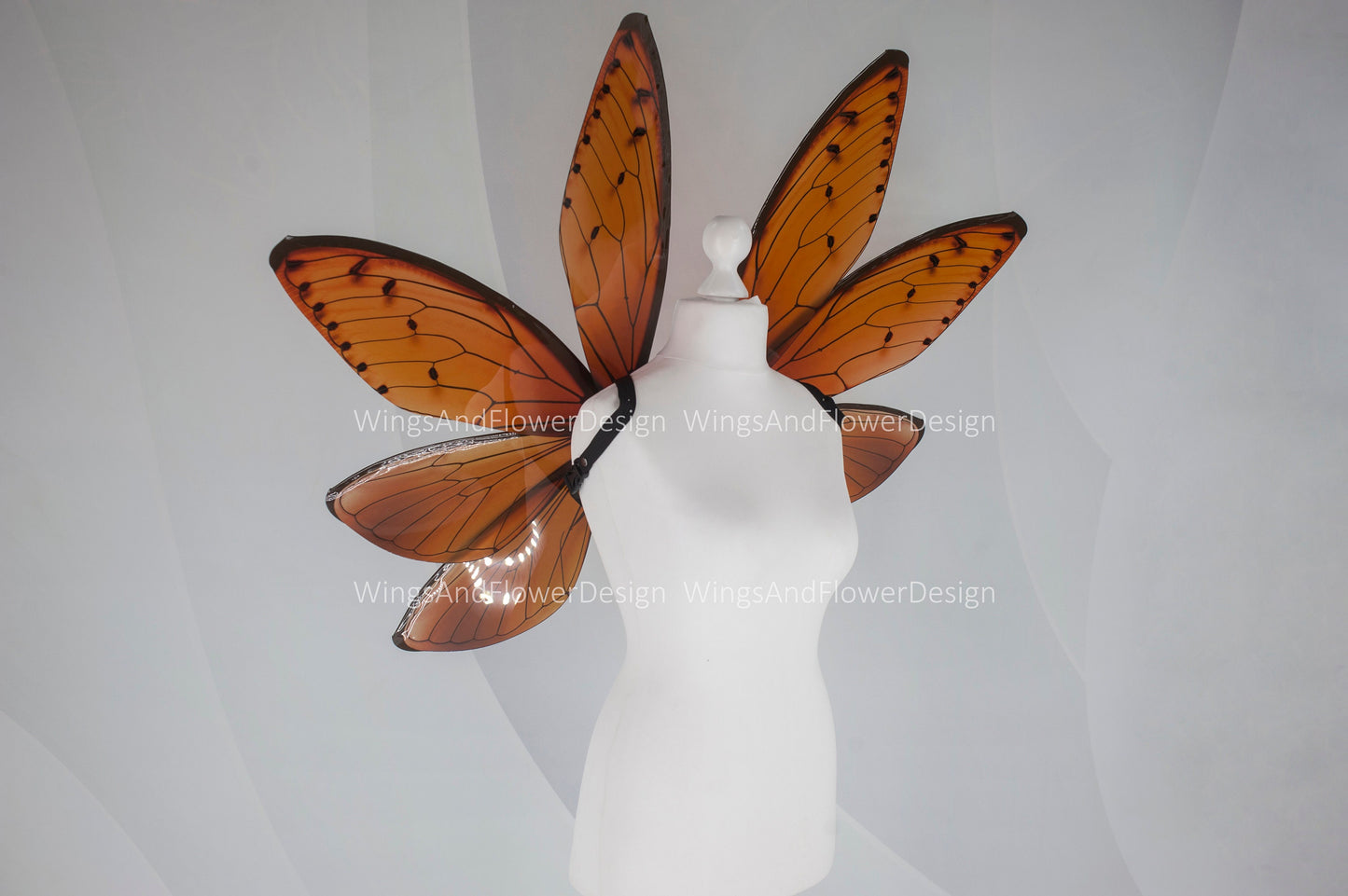 Cicada wings, orange cicada wings, orange elf wings, fairy wings, wedding wings, butterfly fairy wings, fantasy halloween, magical fairy