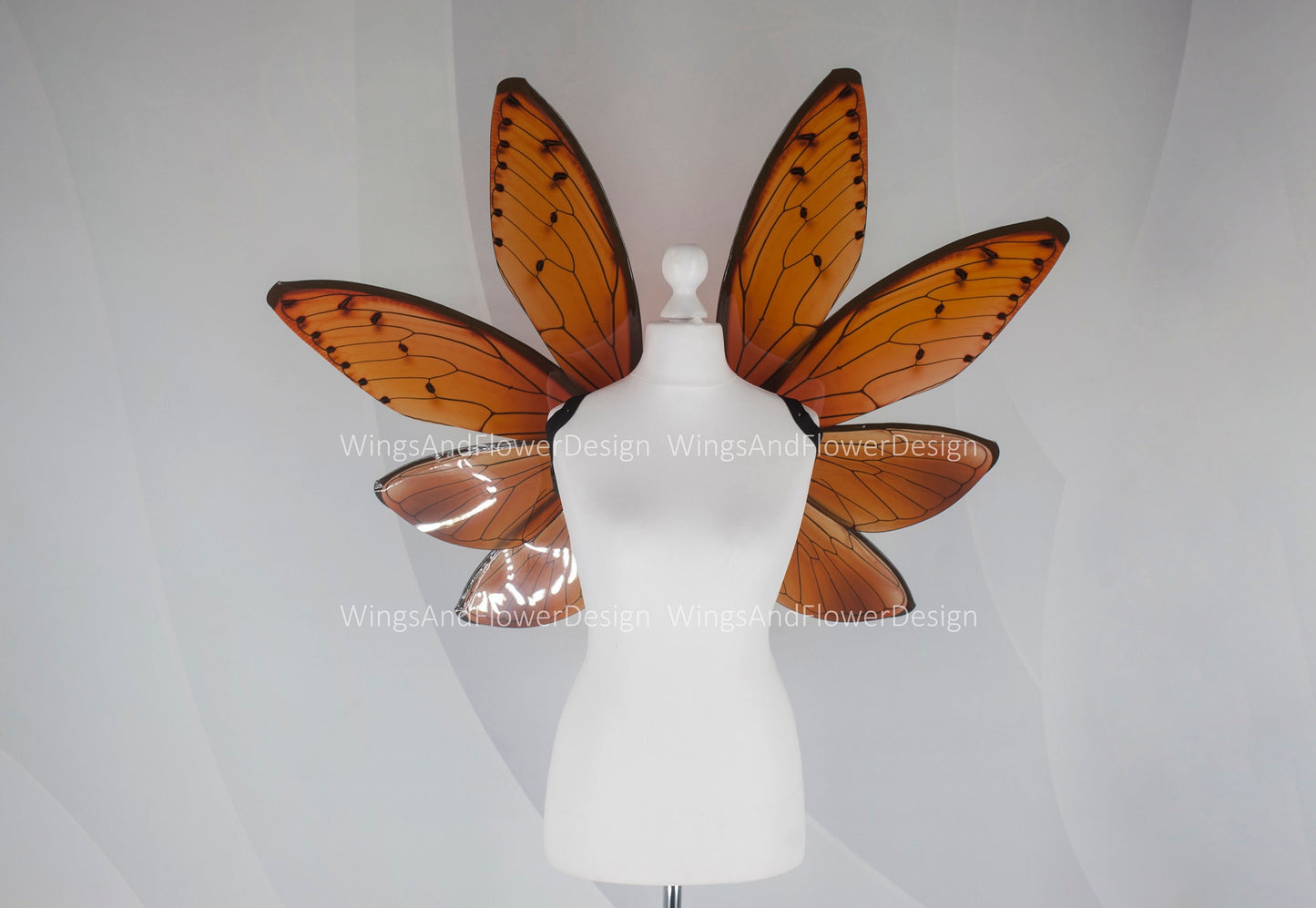 Cicada wings, orange cicada wings, orange elf wings, fairy wings, wedding wings, butterfly fairy wings, fantasy halloween, magical fairy
