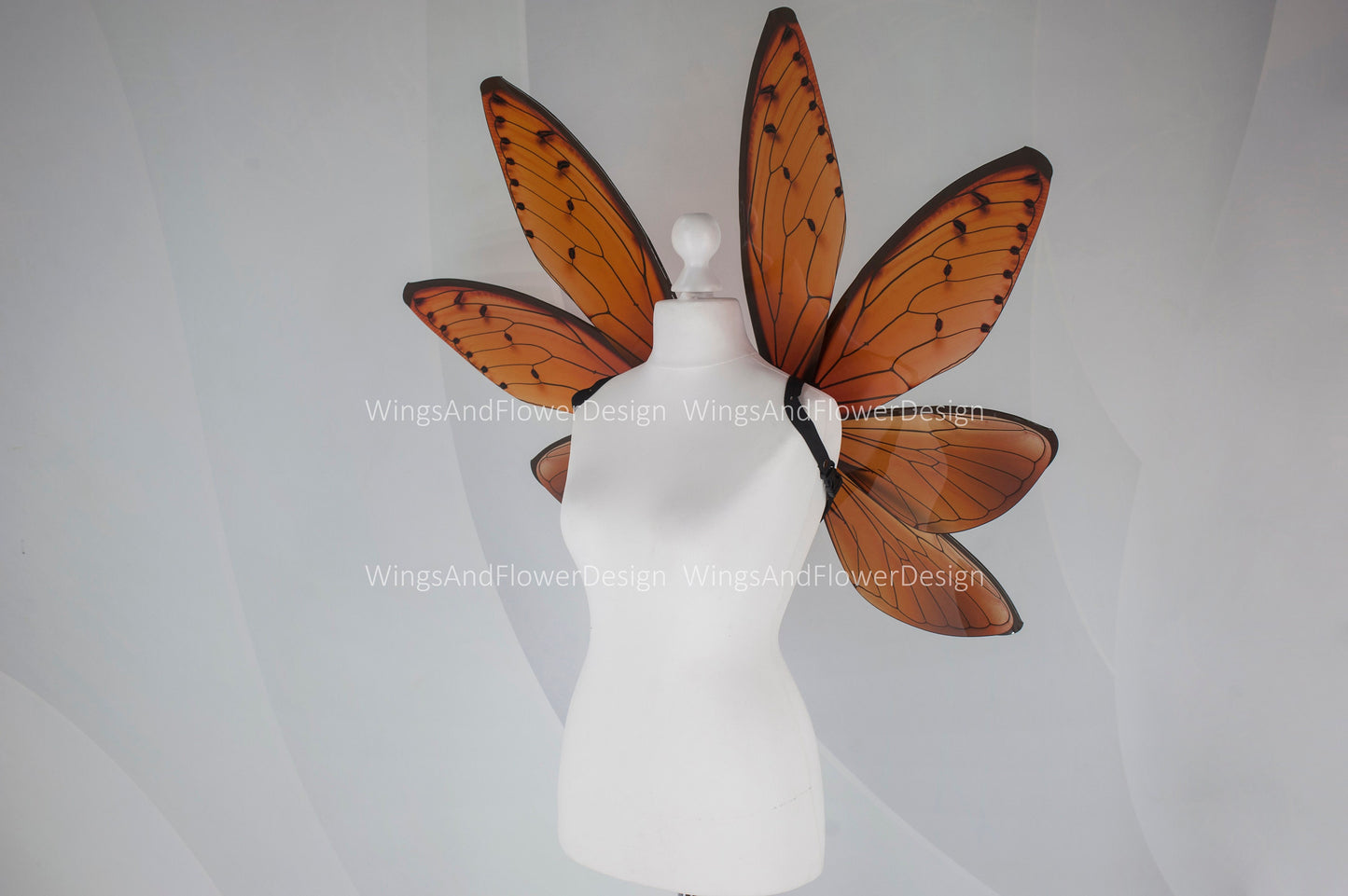 Cicada wings, orange cicada wings, orange elf wings, fairy wings, wedding wings, butterfly fairy wings, fantasy halloween, magical fairy