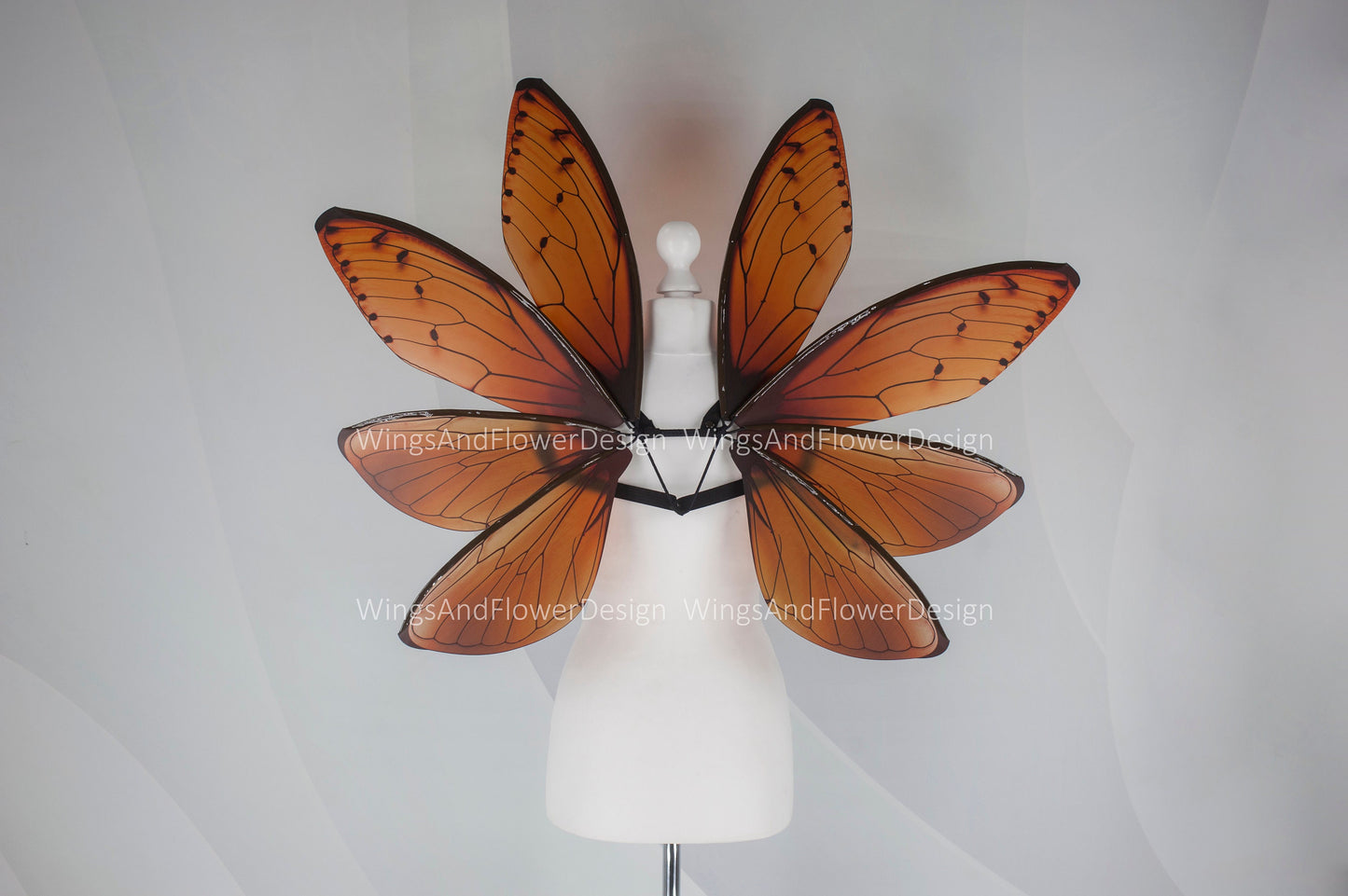 Cicada wings, orange cicada wings, orange elf wings, fairy wings, wedding wings, butterfly fairy wings, fantasy halloween, magical fairy