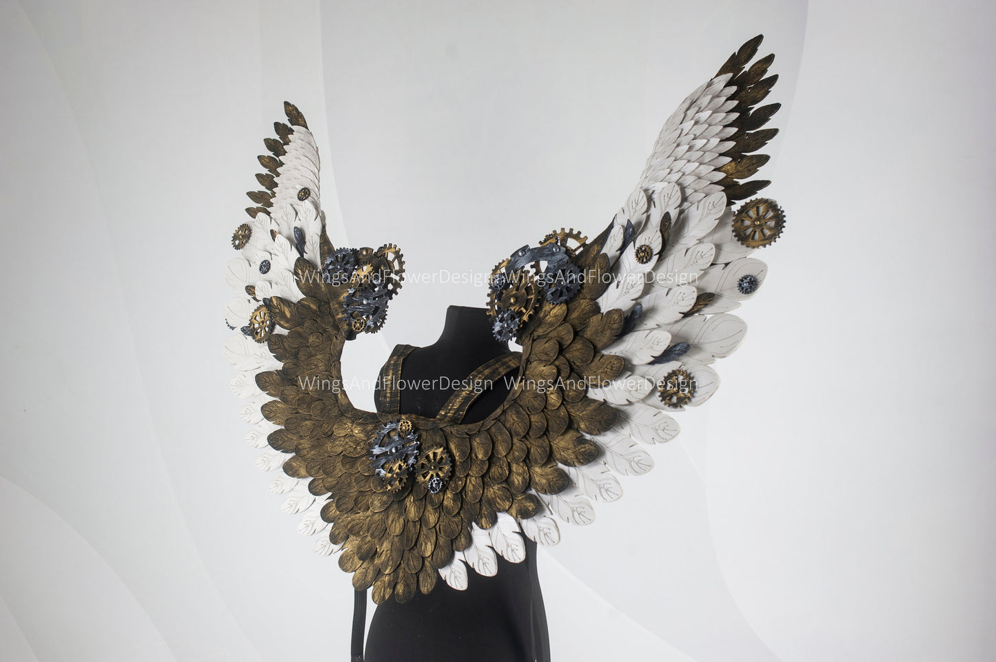 Small wings steampunk, biomechanical, unique wings, steampunk costume, Gothic Wings, wings with cogs, wings, white angel wings