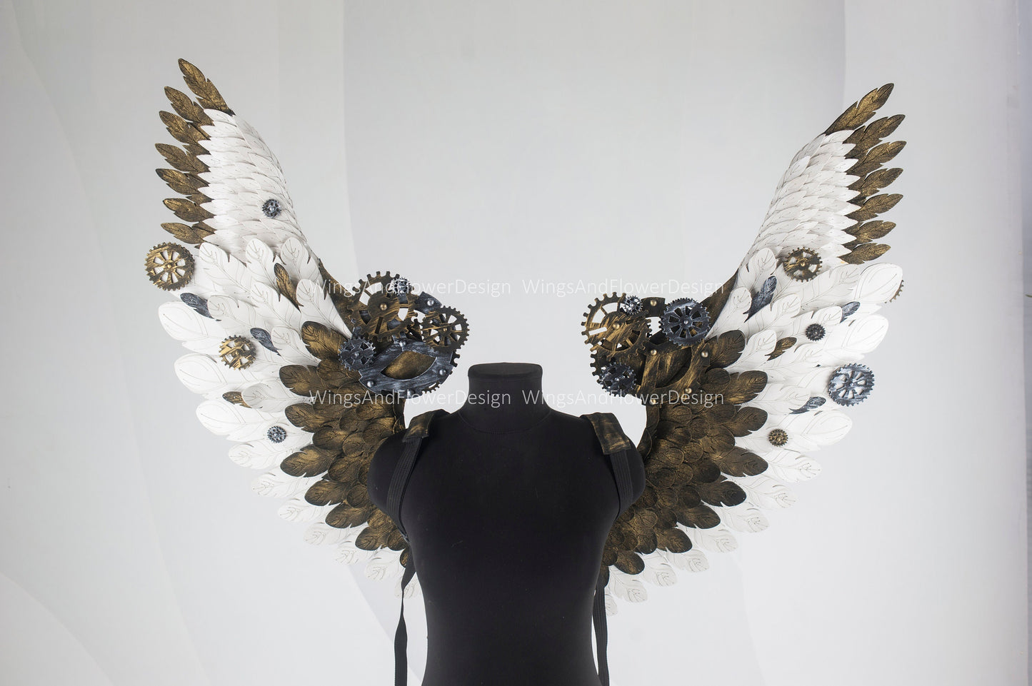 Small wings steampunk, biomechanical, unique wings, steampunk costume, Gothic Wings, wings with cogs, wings, white angel wings