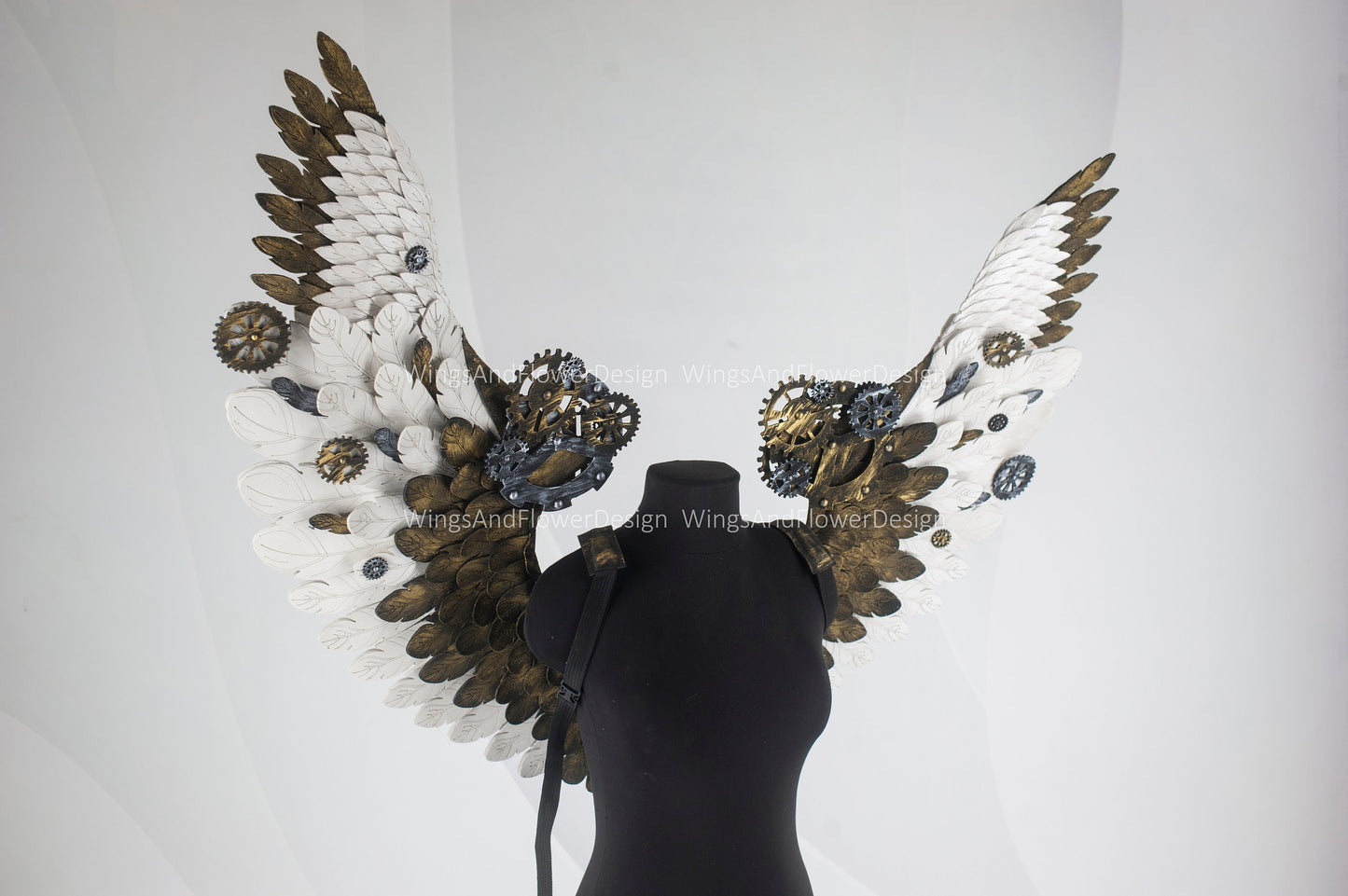 Small wings steampunk, biomechanical, unique wings, steampunk costume, Gothic Wings, wings with cogs, wings, white angel wings