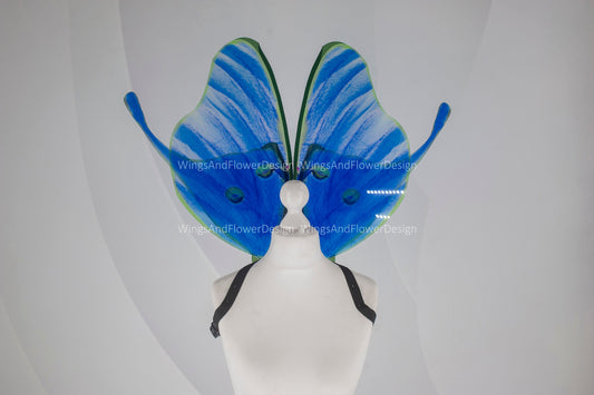 Luna Moth green blue eyespots moon butterfly wings, fairy wings, wedding wings, butterfly fairy wings, fantasy halloween magical Actias luna