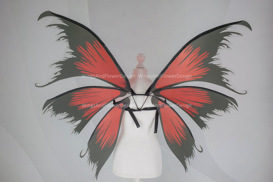 Black Red Swallowtail butterfly wings, butterfly fairy wings, costume wings, Fairy wings, Red black Swallowtail, halloween