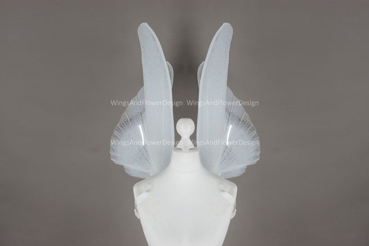 Transparent white moth wings, white butterfly wings elf wings, butterfly fairy wings fantasy Halloween magical fairy clear wings