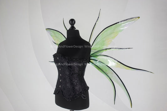 Transparent green moth wings, butterfly wings, elf wings, butterfly fairy wings, fantasy Halloween fantasy, magical fairy clear wings
