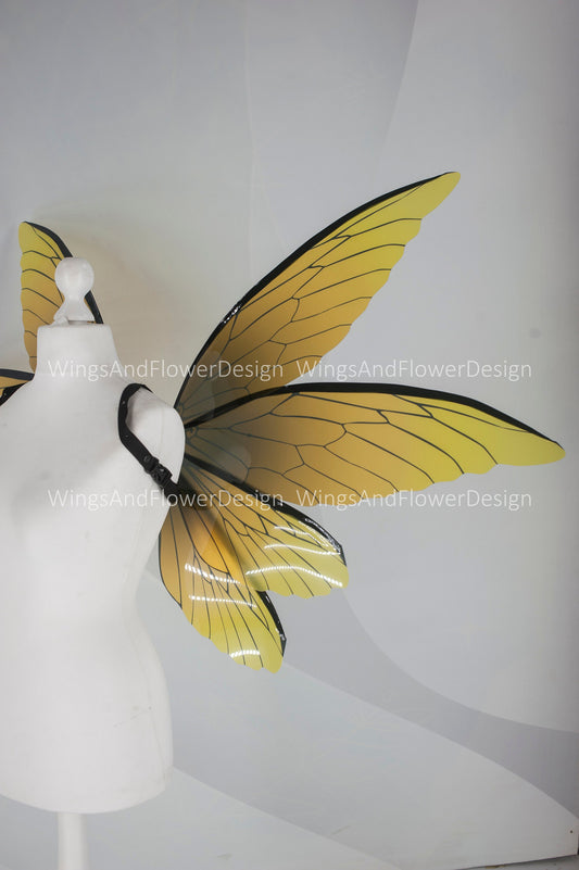 Yellow butterfly wings, elf wings, fairy wings, wings Photo Prop, wedding wings, butterfly fairy wings, fantasy halloween, magical fairy