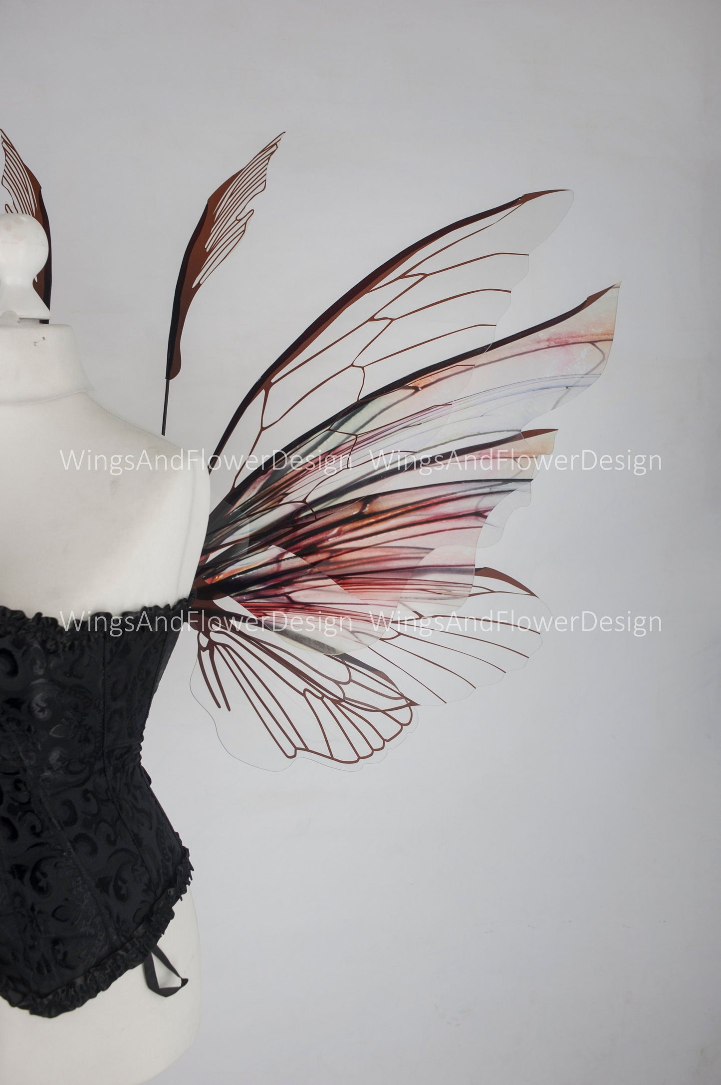 Brown transparent clear butterfly fairy wings, costume wings, dreamlike fairytale fairy wings, white Swallowtail, Blue wings, halloween