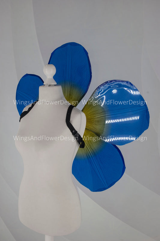 Blue yellow flowers butterfly Unique Design wings, costume flowers wings For Party Or Photoshoot, Fairy wings, red wings, fantasy halloween