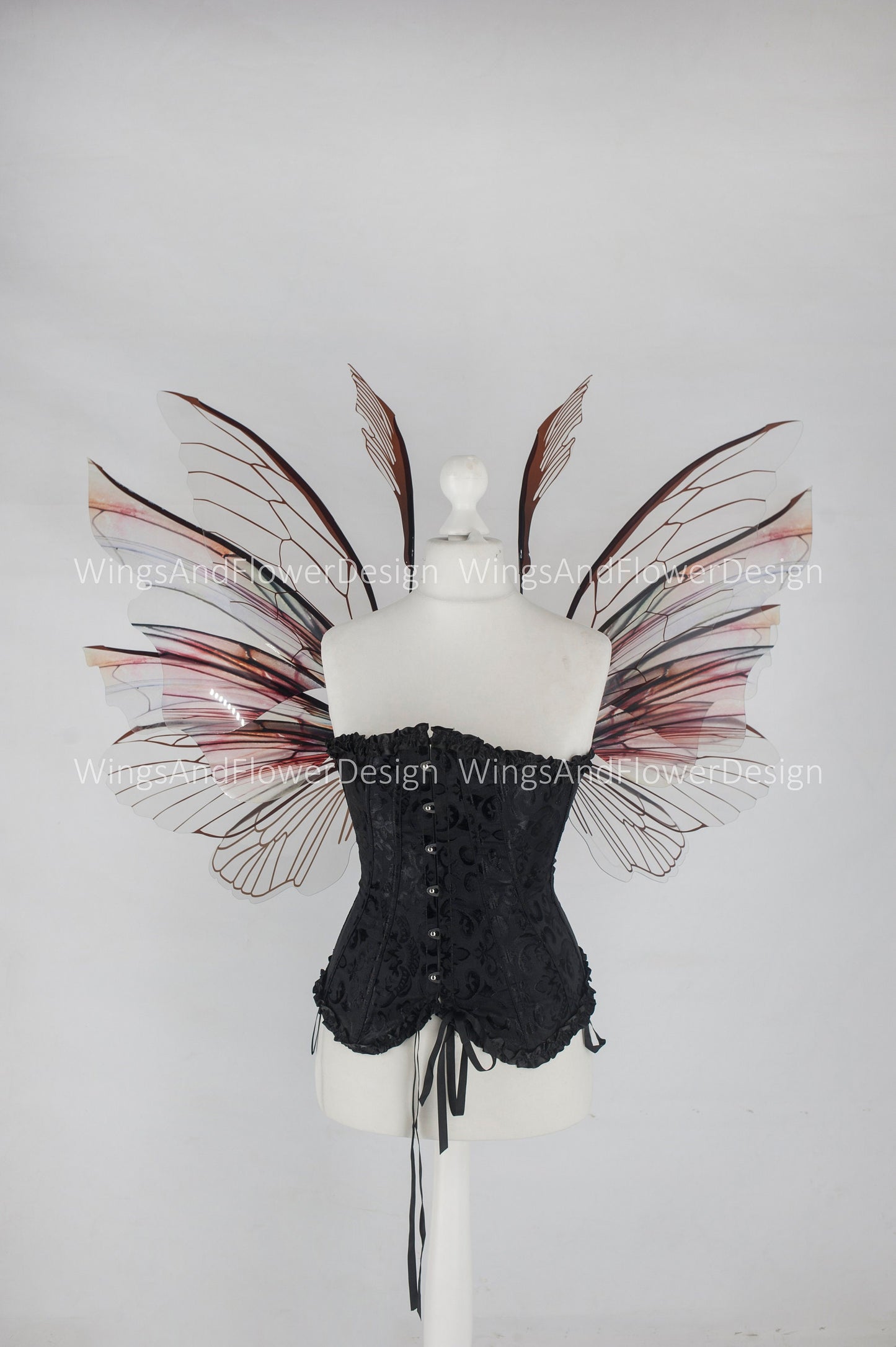 Brown transparent clear butterfly fairy wings, costume wings, dreamlike fairytale fairy wings, white Swallowtail, Blue wings, halloween