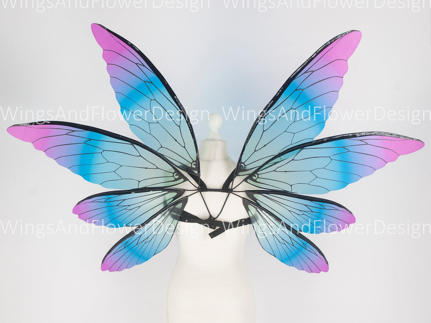 Butterfly blue green pink wings, elf fairy wings, wings Photo Prop, wedding wings, fantasy halloween, fantasy, magical fairy