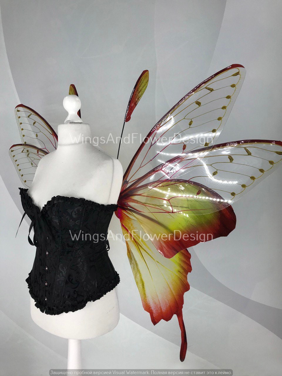 Butterfly green brown red forest fairy wings, fairy wings, wings Photo Prop, wedding wings, butterfly magical fairy wings, fantasy halloween