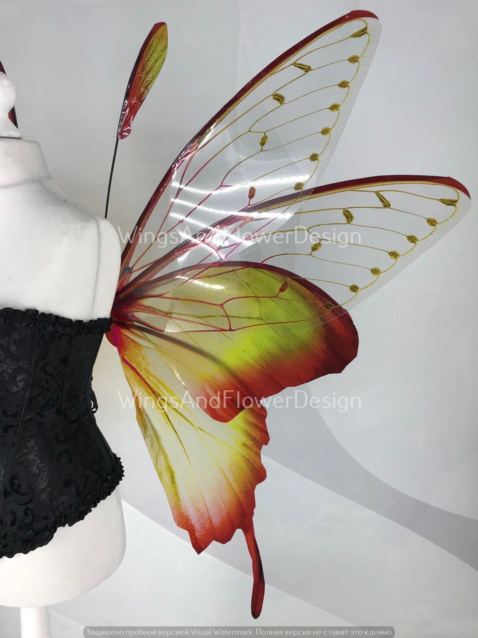 Butterfly green brown red forest fairy wings, fairy wings, wings Photo Prop, wedding wings, butterfly magical fairy wings, fantasy halloween