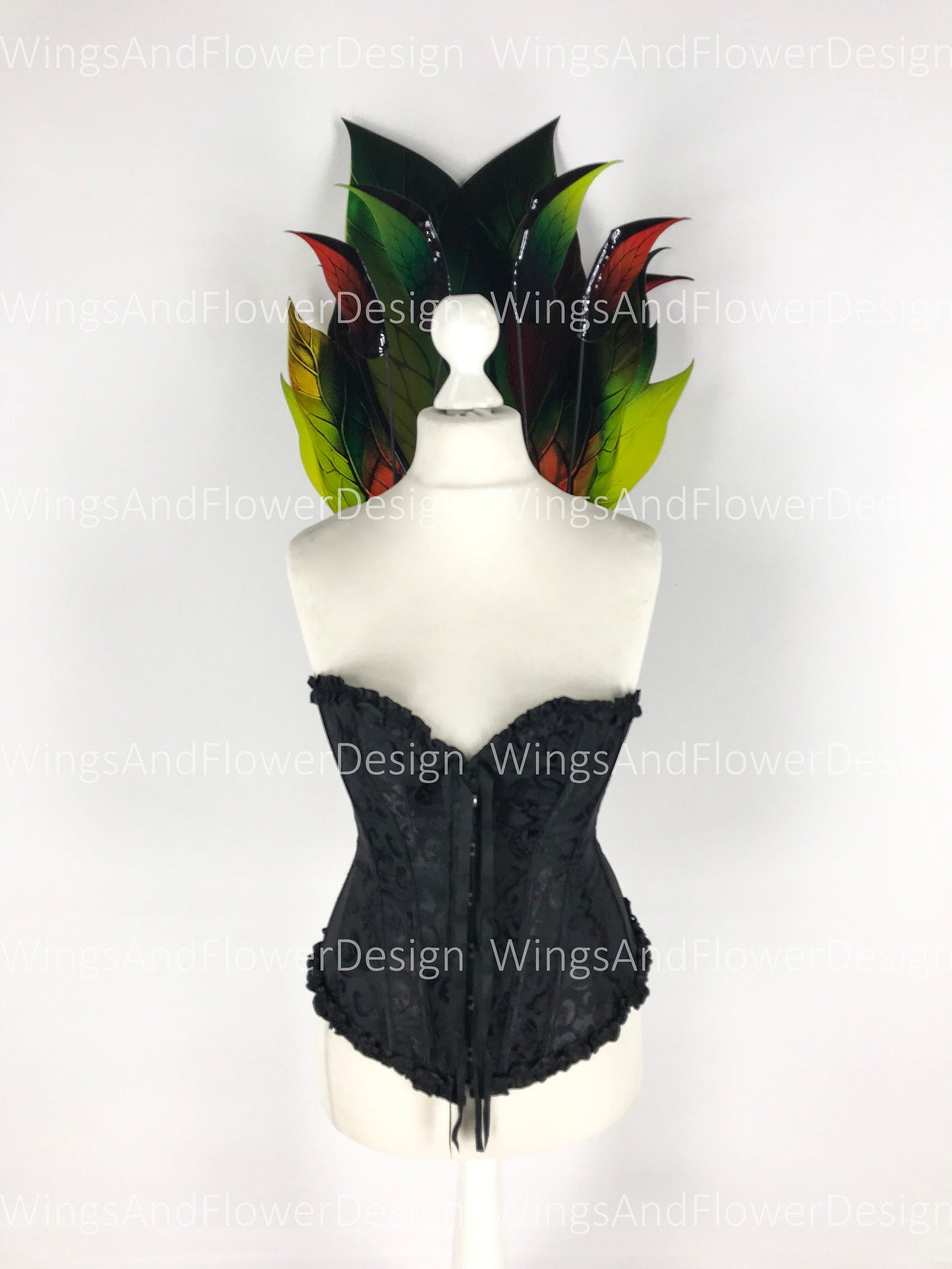 Butterfly green red orange forest fairy leaves wings, wings Photo Prop, wedding wings, butterfly magical fairy wings, fantasy halloween