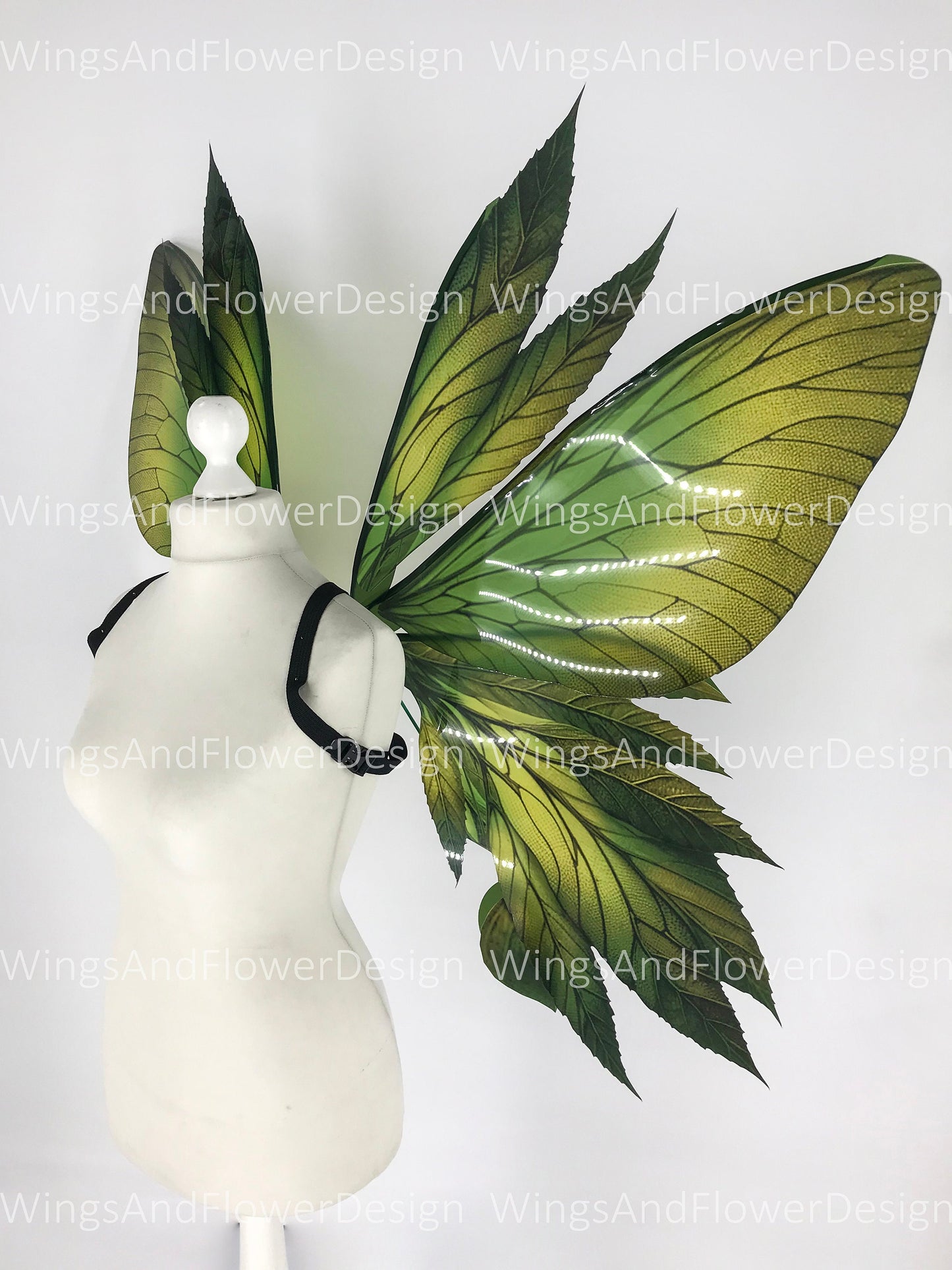 Butterfly green yellow brown forest fairy leaves wings, wings Photo Prop, wedding wings, butterfly magical fairy wings, fantasy halloween