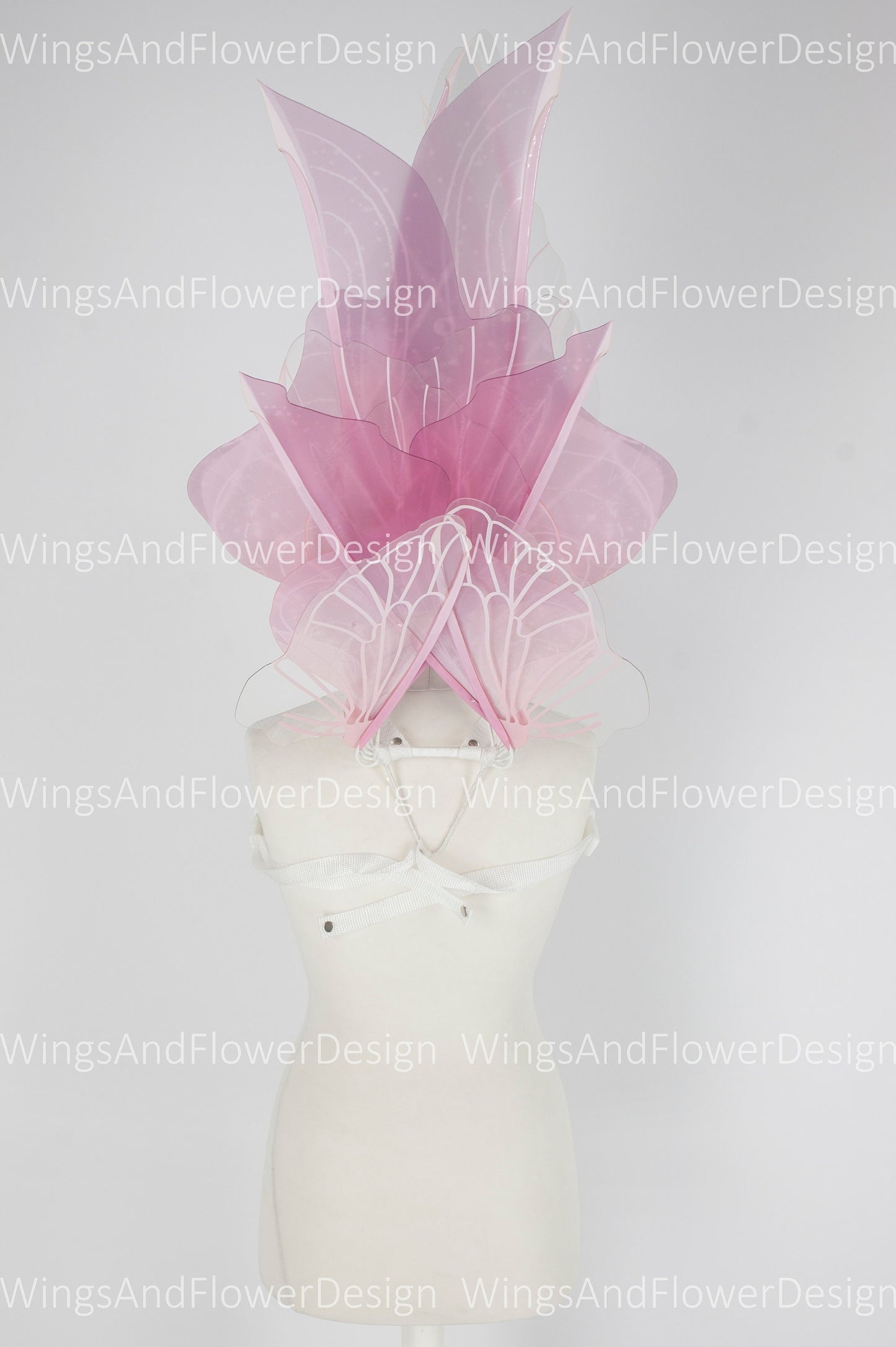 Pink transparent clear butterfly fairy wings, costume wings, dreamlike fairytale fairy wings, white Swallowtail pink wings, halloween
