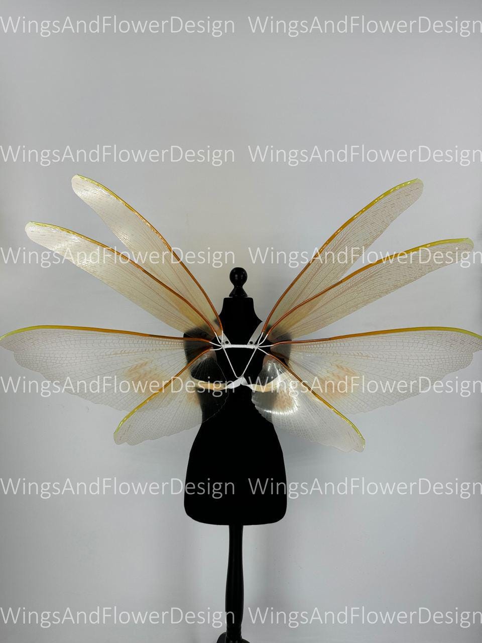 Transparent gold yellow moth wings, butterfly wings elf wings, butterfly fairy wings fantasy Halloween magical fairy clear wings