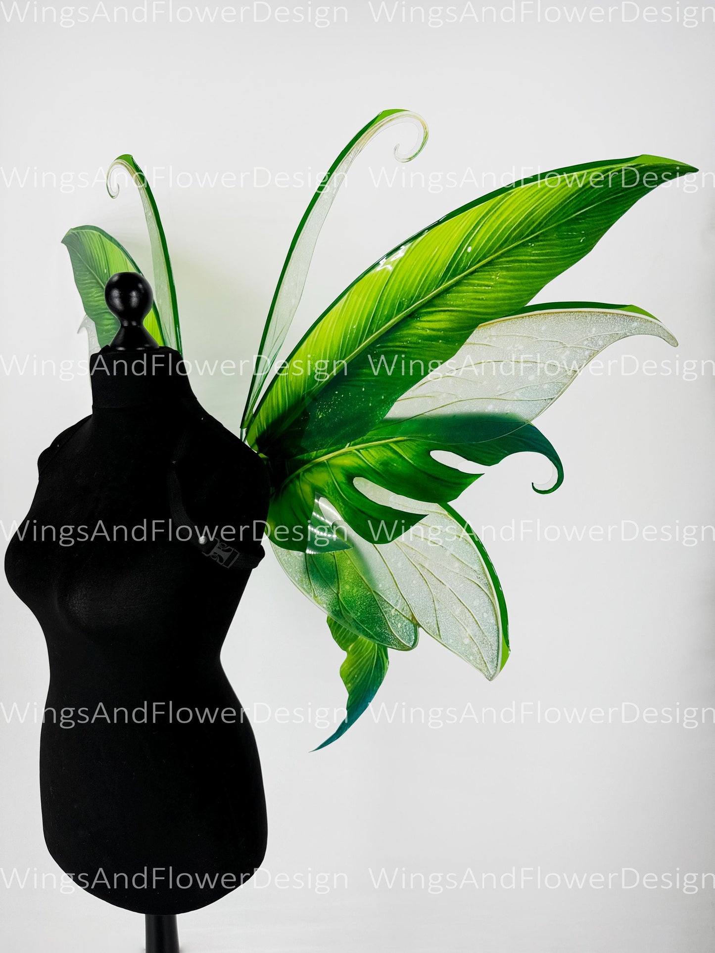 Butterfly green forest fairy tropical leaves wings, fairy wings, wings Photo Prop, wedding wings, magical fairy wings, fantasy halloween