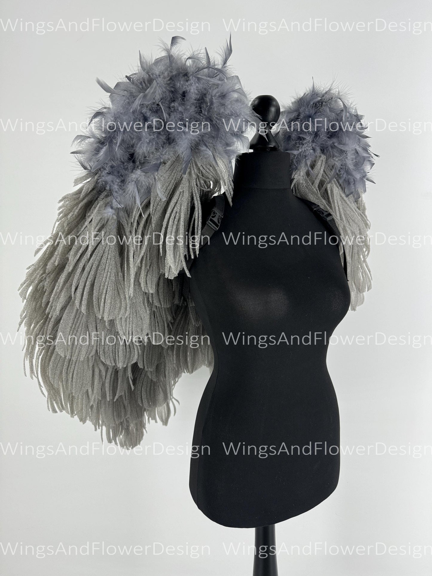 Small Dark gray angel wings Halloween costume wedding wings, Victoria secret angel wings Christmas angel, Lucifer wings for adult kids