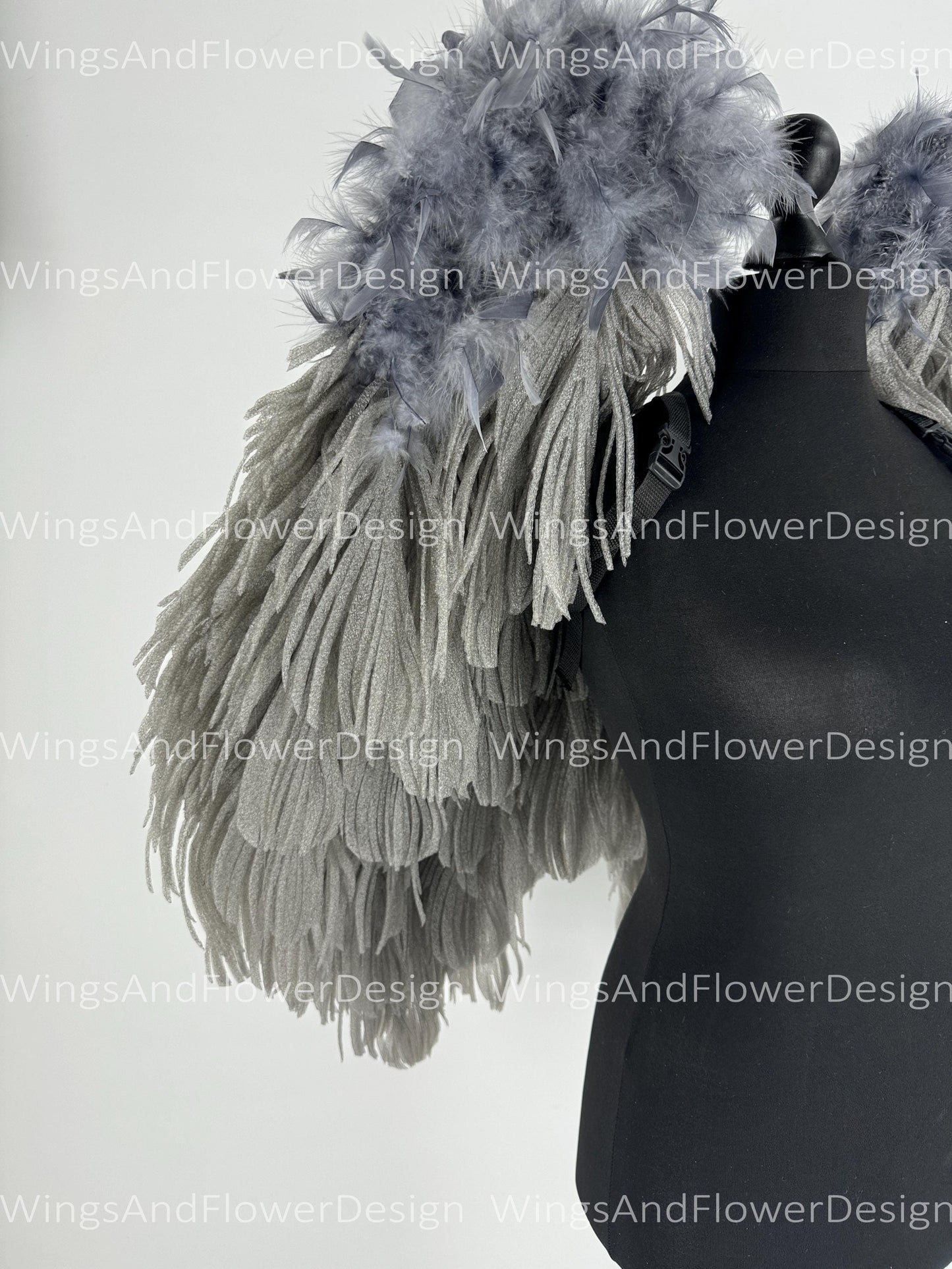 Small Dark gray angel wings Halloween costume wedding wings, Victoria secret angel wings Christmas angel, Lucifer wings for adult kids