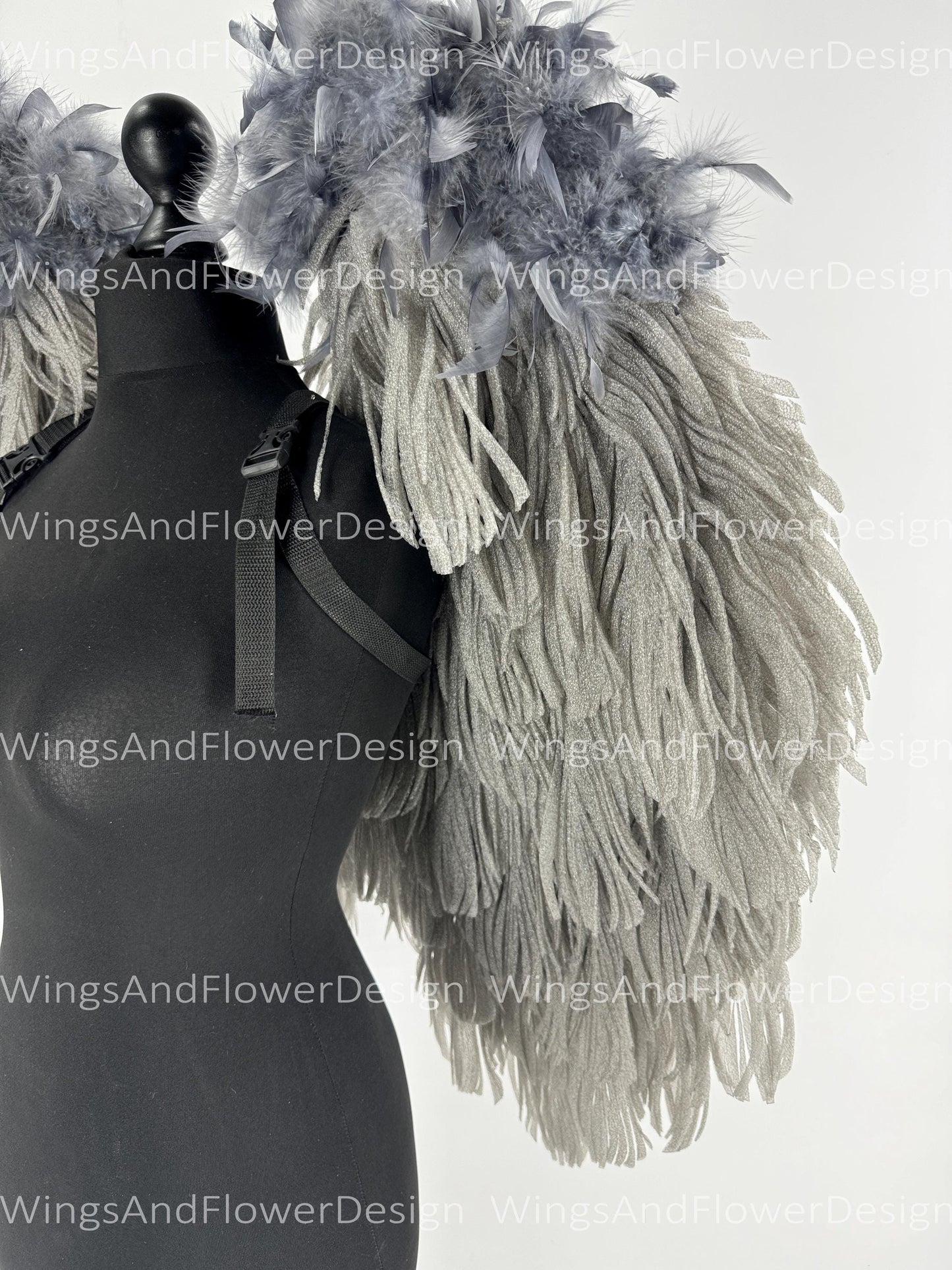 Small Dark gray angel wings Halloween costume wedding wings, Victoria secret angel wings Christmas angel, Lucifer wings for adult kids