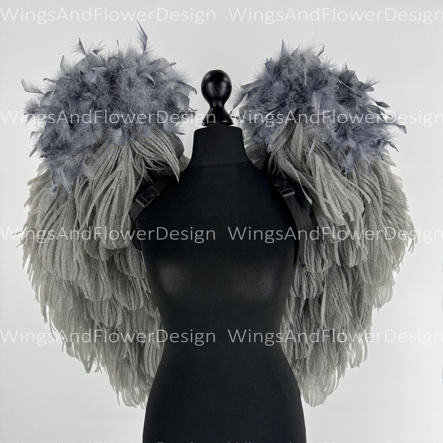 Small Dark gray angel wings Halloween costume wedding wings, Victoria secret angel wings Christmas angel, Lucifer wings for adult kids