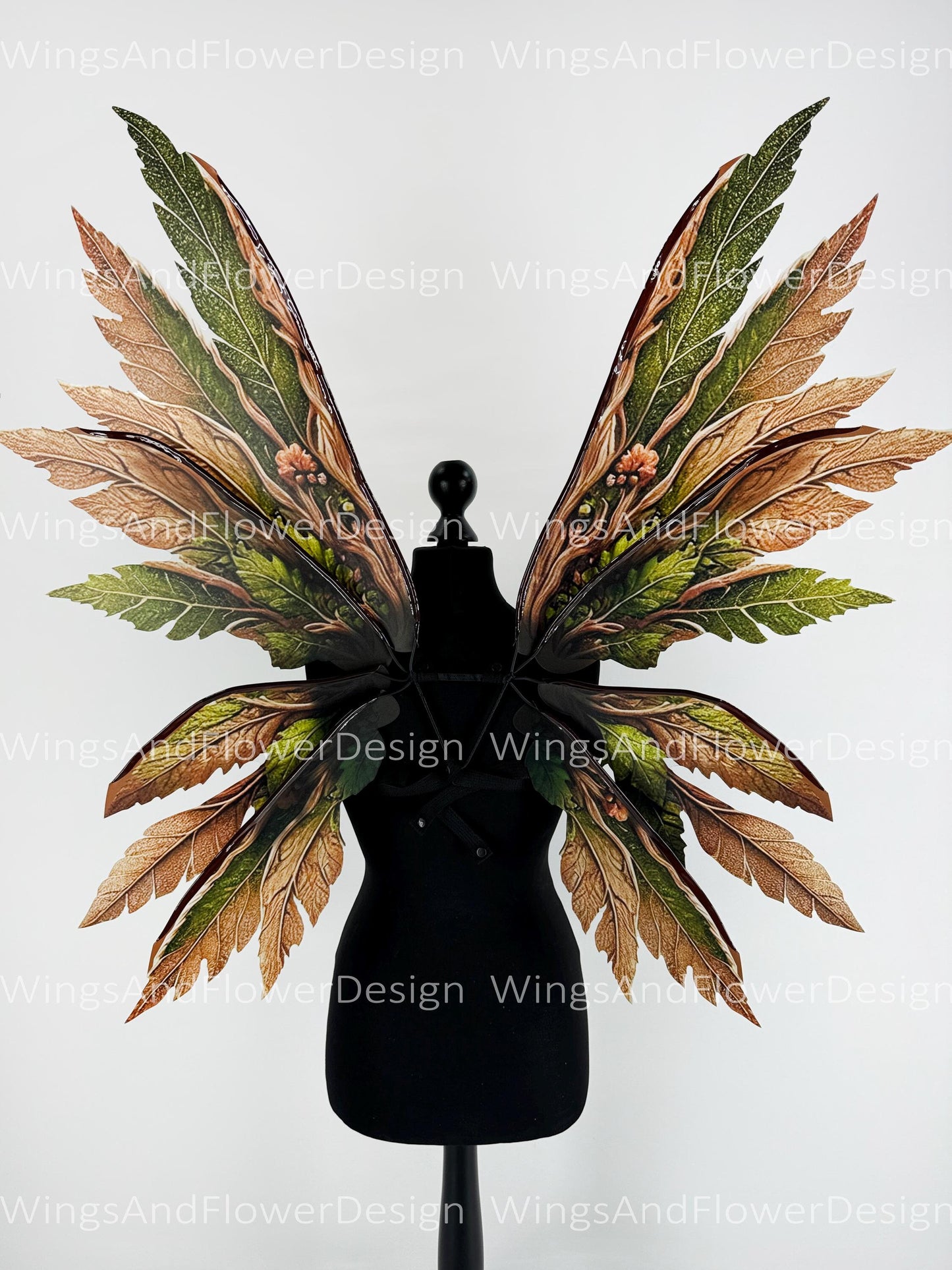 Butterfly green orange yellow brown forest fairy autumn leaves wings Photo Prop, wedding butterfly magical fairy wings, fantasy halloween