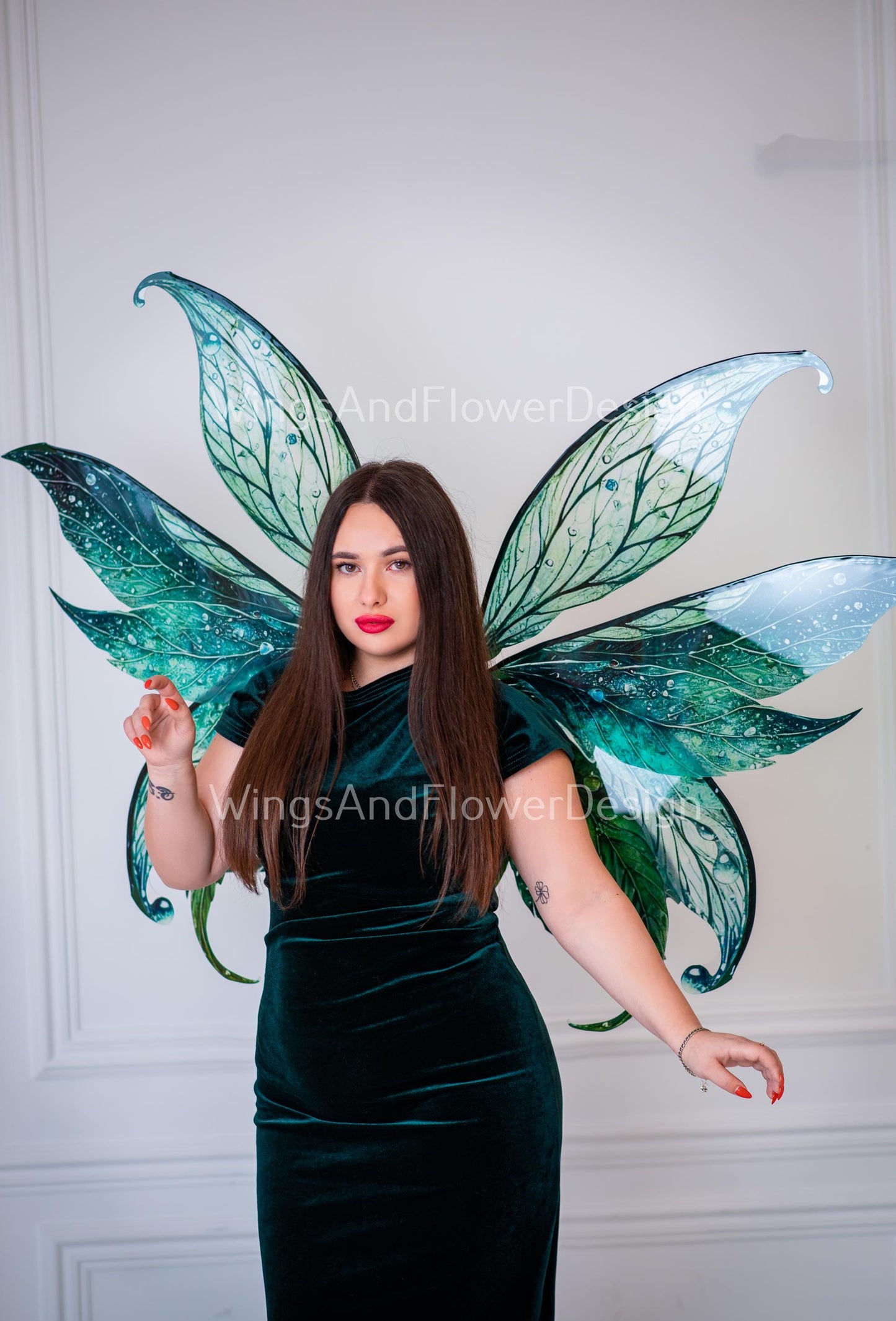 Green turquoise greenish-blue butterfly dragonfly forest fairy leaves wings, costume wings, blue fairy wings Halloween renaissance festival