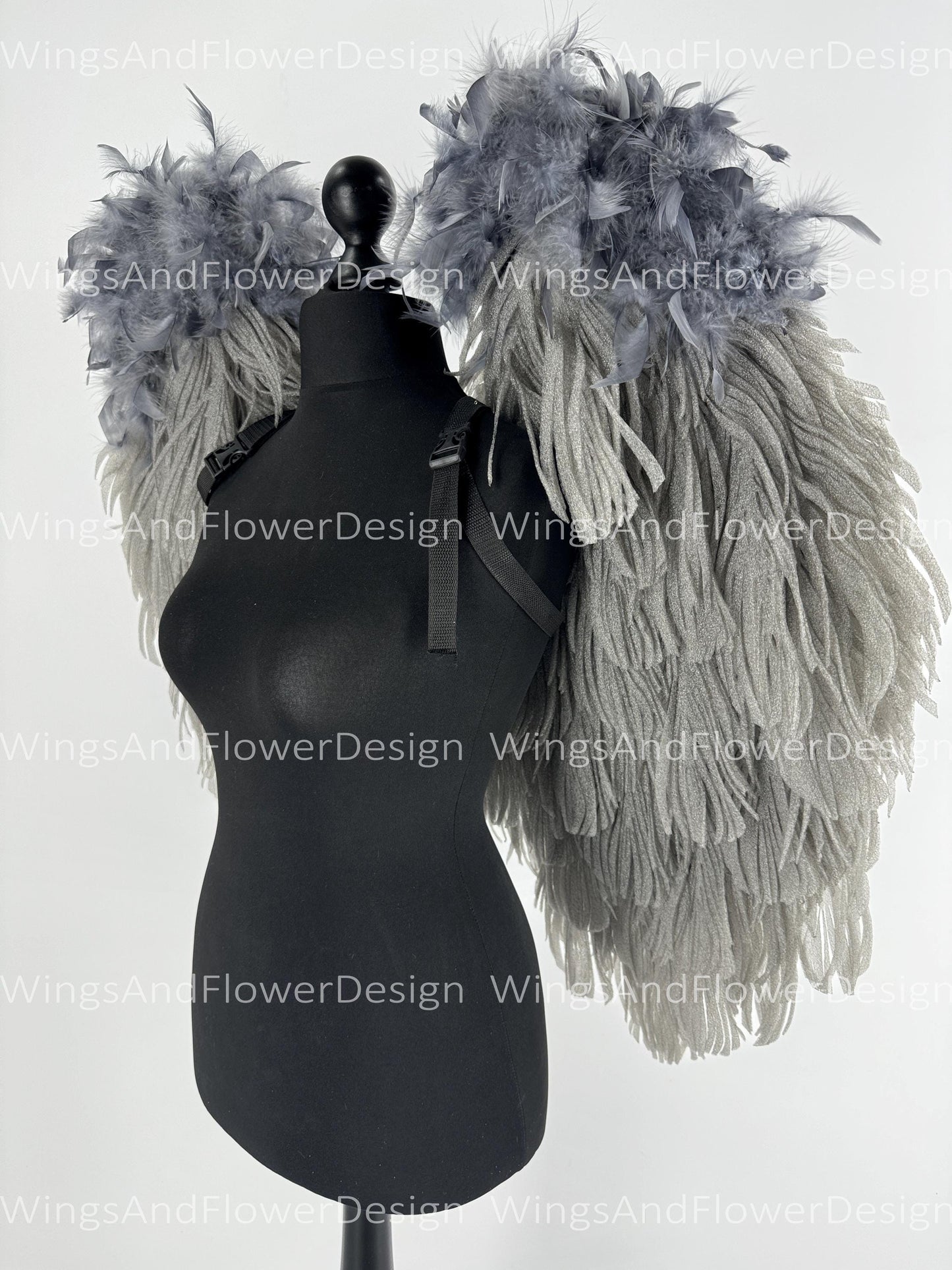 Small Dark gray angel wings Halloween costume wedding wings, Victoria secret angel wings Christmas angel, Lucifer wings for adult kids