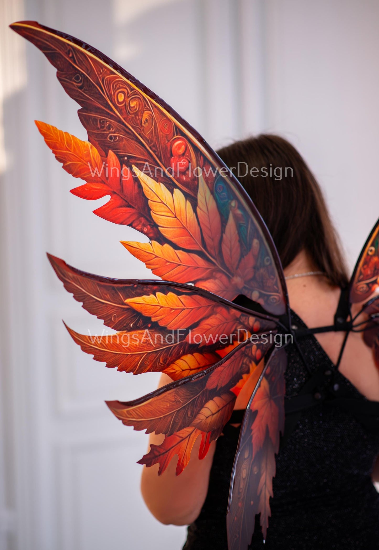 Butterfly red orange yellow brown forest fairy autumn leaves wings Photo Prop, wedding butterfly magical fairy wings, fantasy halloween